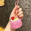 Strawberry Mousse Cake Pendant Realistic Cream Cake Hanging Cute Simulation Cake Keychain  Gift