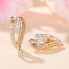 Gold Color Wave Shape Cubic Zirconia Earrings For Women Luxury Hollow Out Heart Drop Earrings Ethnic Jewelry