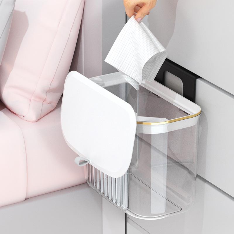 Wall-Mounted Kitchen Waste Bin with Lid - Versatile Trash Basket for Kitchen or Bathroom.