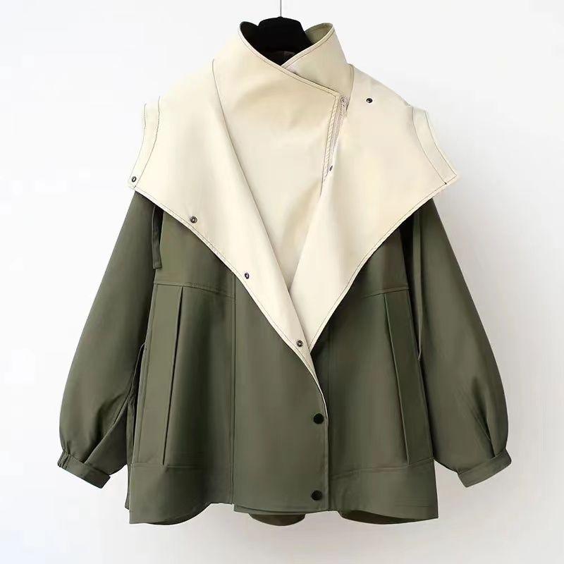 Waist Collection Mid-length Windbreaker Korean Version Women's Spring and Autumn Casual Coat