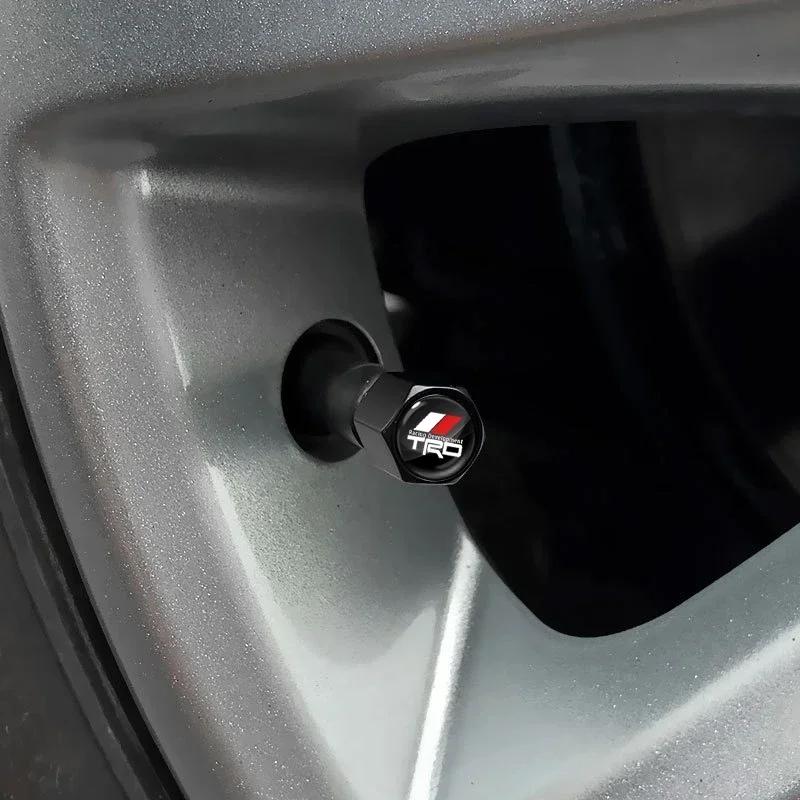 Car Badge Keychain Keyring with Tire Valve Cap Car Accessories for Toyota TRD Chr Avensis Yaris Logo RAV4 Levin Reiz Corolla