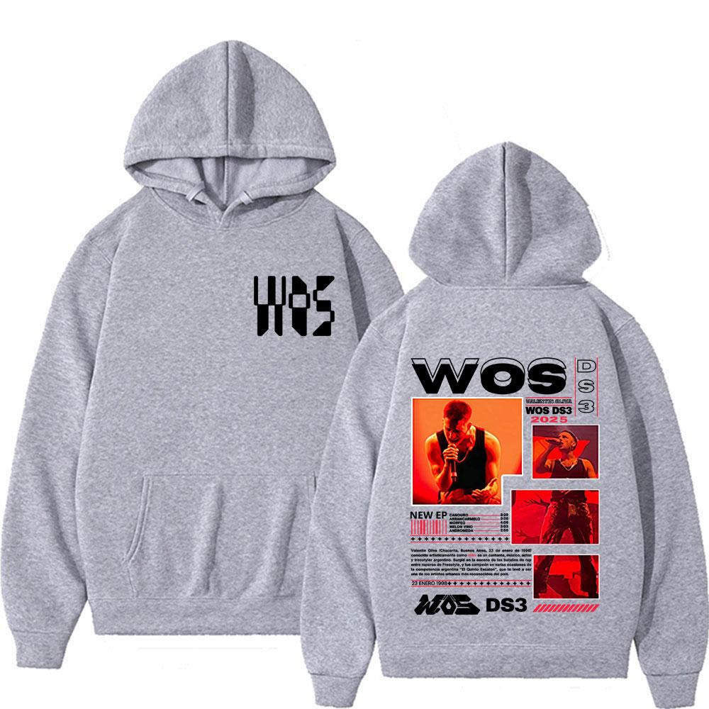 Rapper WOS DS3 Album Tour 2025 Merch Hoodies Men's Clothing Harajuku Vintage Gothic Trend Oversized Hooded Sweatshirt Streetwear