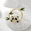Bamboo Safe Cute Panda Brooch Green Bamboo High-End Female National Style Design Sense Niche Exquisite Suit Corsage Pin