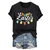 Женская модная пасхальная принтованная повседневная плиссированная круглая футболка с коротким рукавом