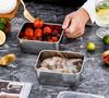 Утолщенный ящик для хранения свежих продуктов из нержавеющей стали Прямоугольная квадратная тарелка Буфетная углубленная подставка Блюдо для фаст-фуда с крышкой Квадратный ящик