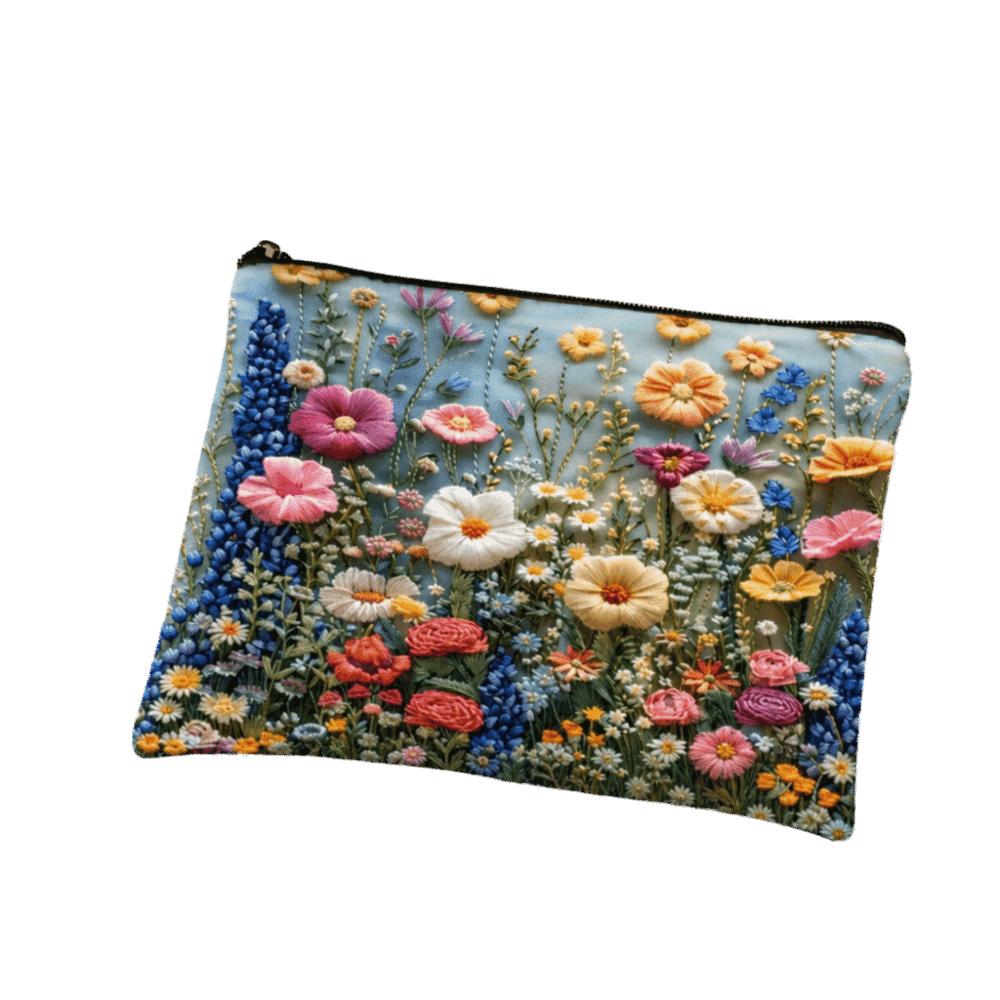 Double-sided Printed Toiletries Organizer Floral Cosmetics Storage Bag Outdoor Use