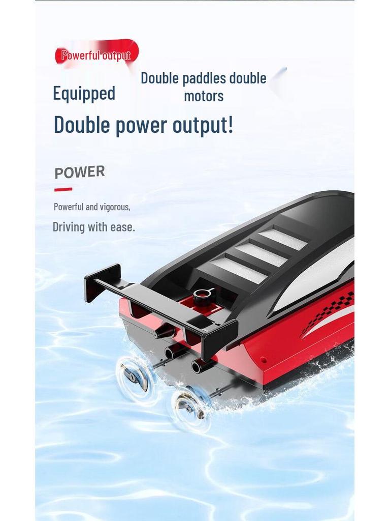 High-Speed Dual-Motor RC Boat - Waterproof Twin-Propeller Speedboat Toy for Kids