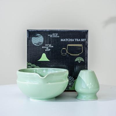 Новая керамическая чаша для матча с носиком Многоразовый набор для приготовления матча Держатель для венчика матча Градиентный цвет Для любителей чая