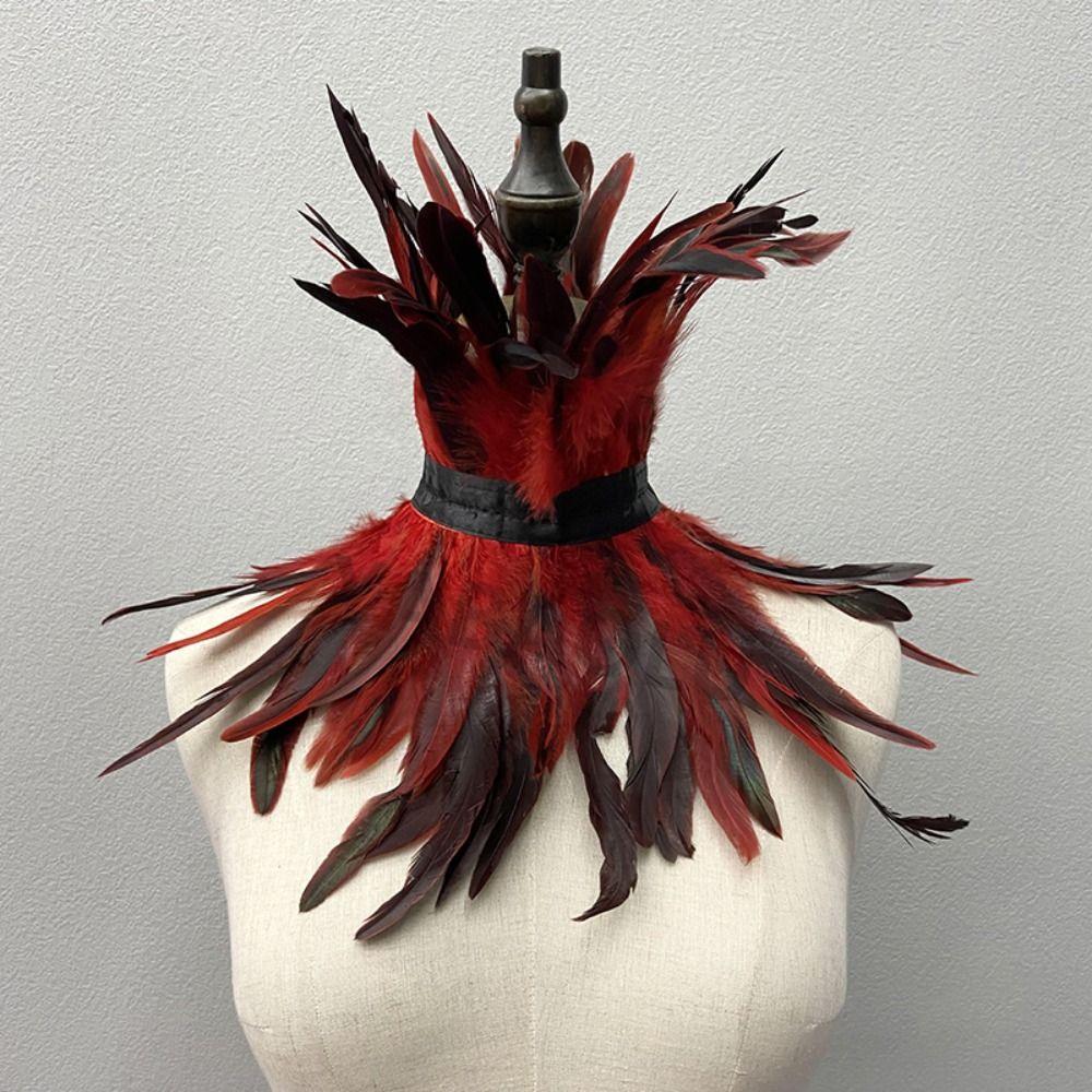 Women Cosplay Accessories Halloween Decor Gothic Clothes Feather Scarf Fur Shawl