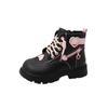 Girls Ankle Boots for Medium Big Kids Black PU Leather with Heart Deco Fashion Princess Motorcycle Rubber Boots Autumn Winter