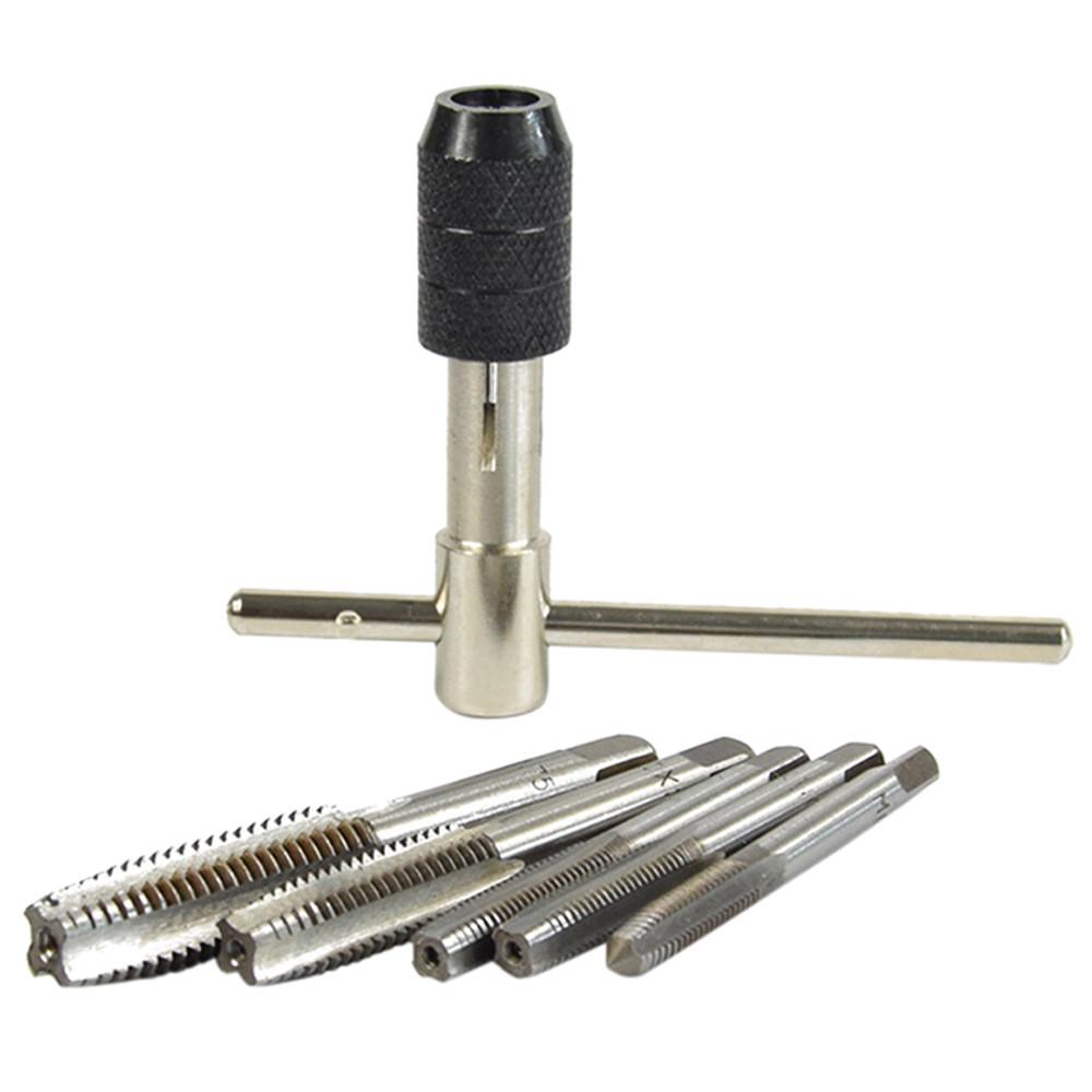 Метчик с храповым механизмом с ручкой Sagit и 5 шт. M3-M8 с резьбой и метрической пробкой