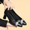 High Heels Comfortable and Lightweight Shoes Mid-heel Professional Women's Shoes Middle-aged Ladies with Skirts Single Shoes