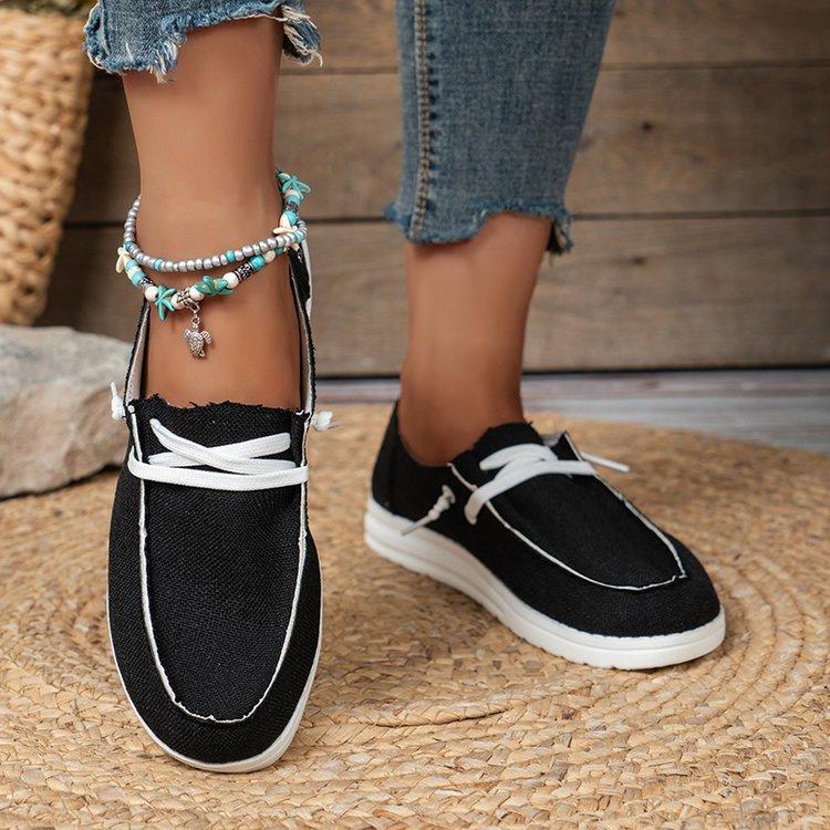 2023 Новые легкие повседневные туфли большого размера из телесного холста для женщин