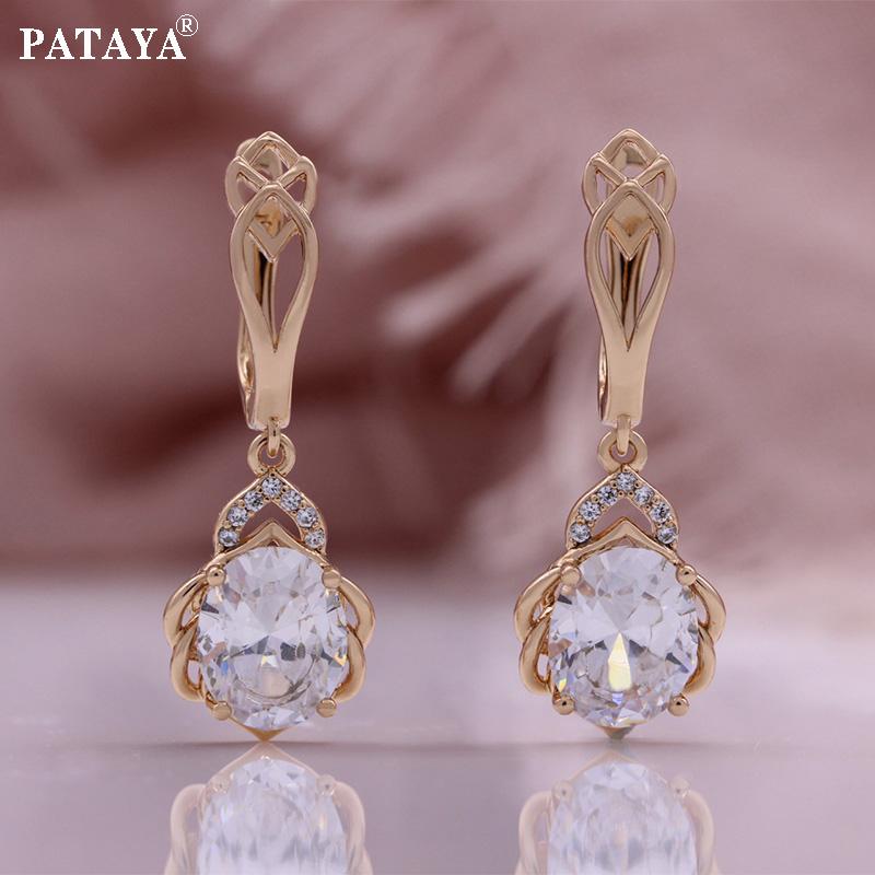 PATAYA Ожерелье с подвеской из розового золота и инкрустированным белым искусственным цирконием