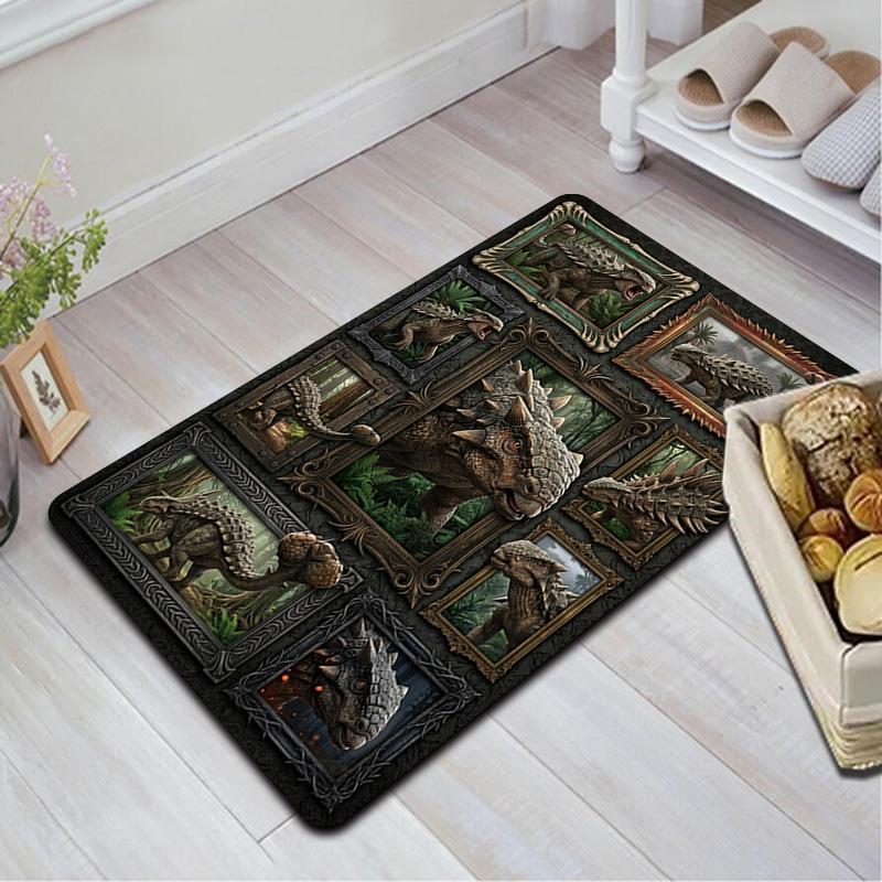 Prehistoric Dinosaurs Pattern Rug Floor Mat for Living Room or Bedroom Soft and Comfortable Carpet a Gift for Birthday and Holiday.