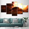 5 Panel Wall Art Trees Sunset Lake Poster Art Canvas Print Huge Pictures for Home Room Wall Decor Canvas Painting Decoration