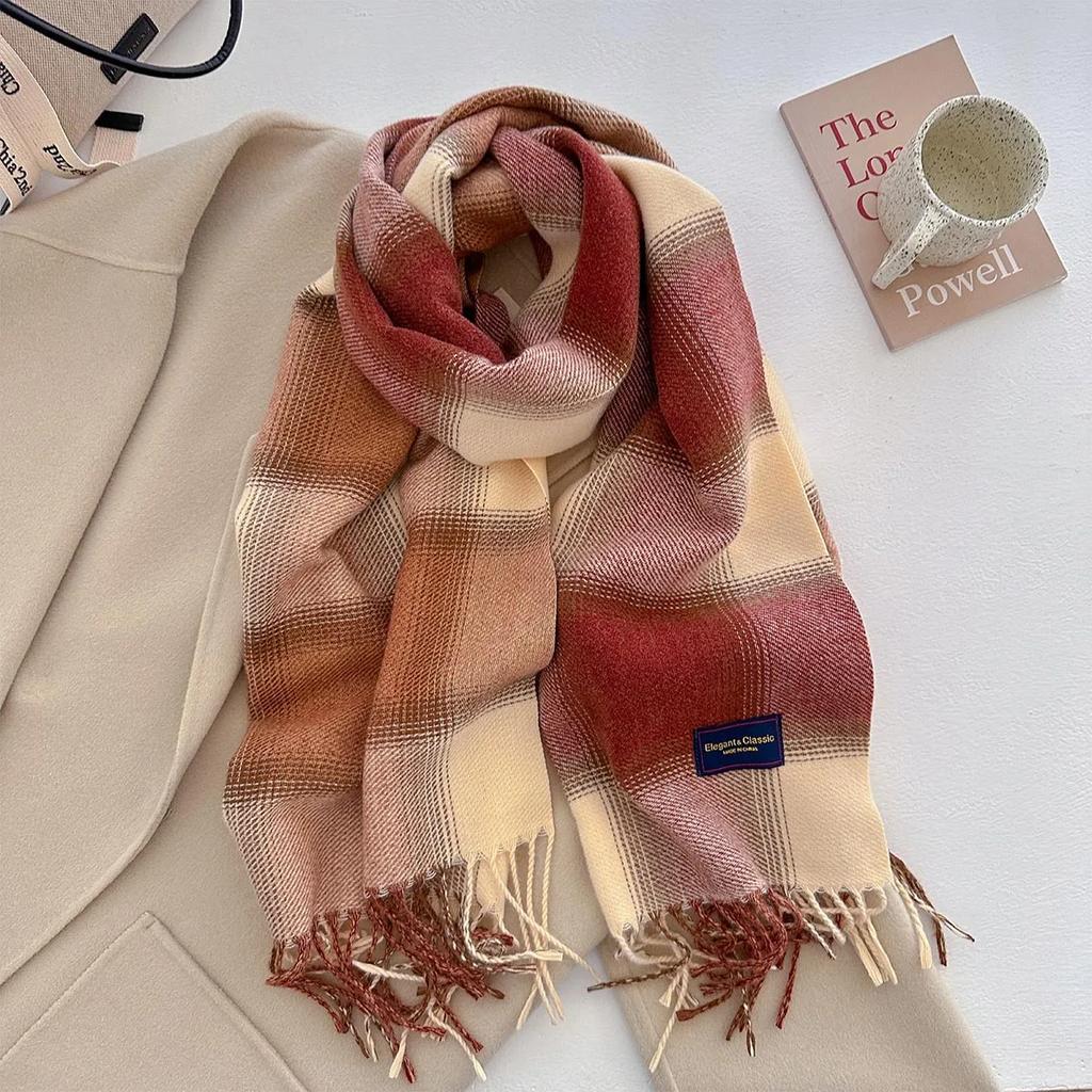50*210CM Thickened Warm Scarf For Women Long Tassel Color Pashmina Shawl Faux Cashmere Warps Autumn Winter Blanket For Wen