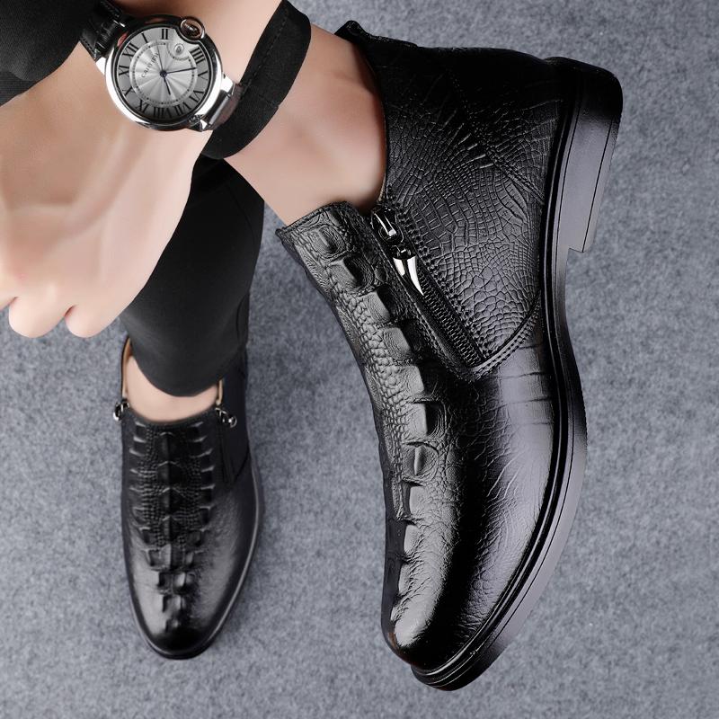 Теплые плюшевые меховые зимние мужские ботинки «Челси» из натуральной кожи, мужские зимние ботинки, универсальная обувь для активного отдыха, роскошные мужские ботильоны