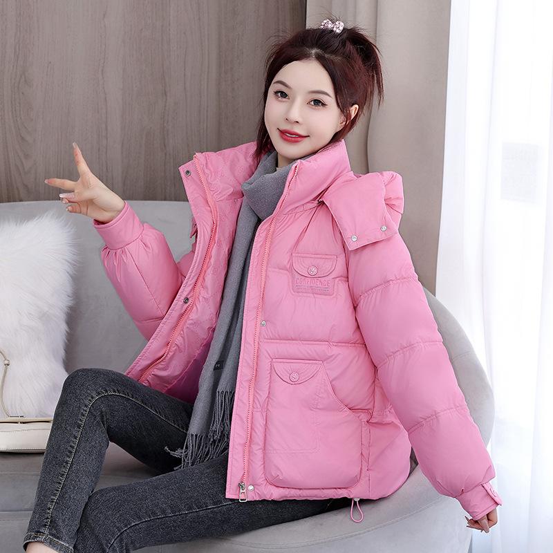 Осенне-зимнее женское пальто однотонное с капюшоном и большим карманом короткое свободное пальто утолщенная теплая студенческая куртка