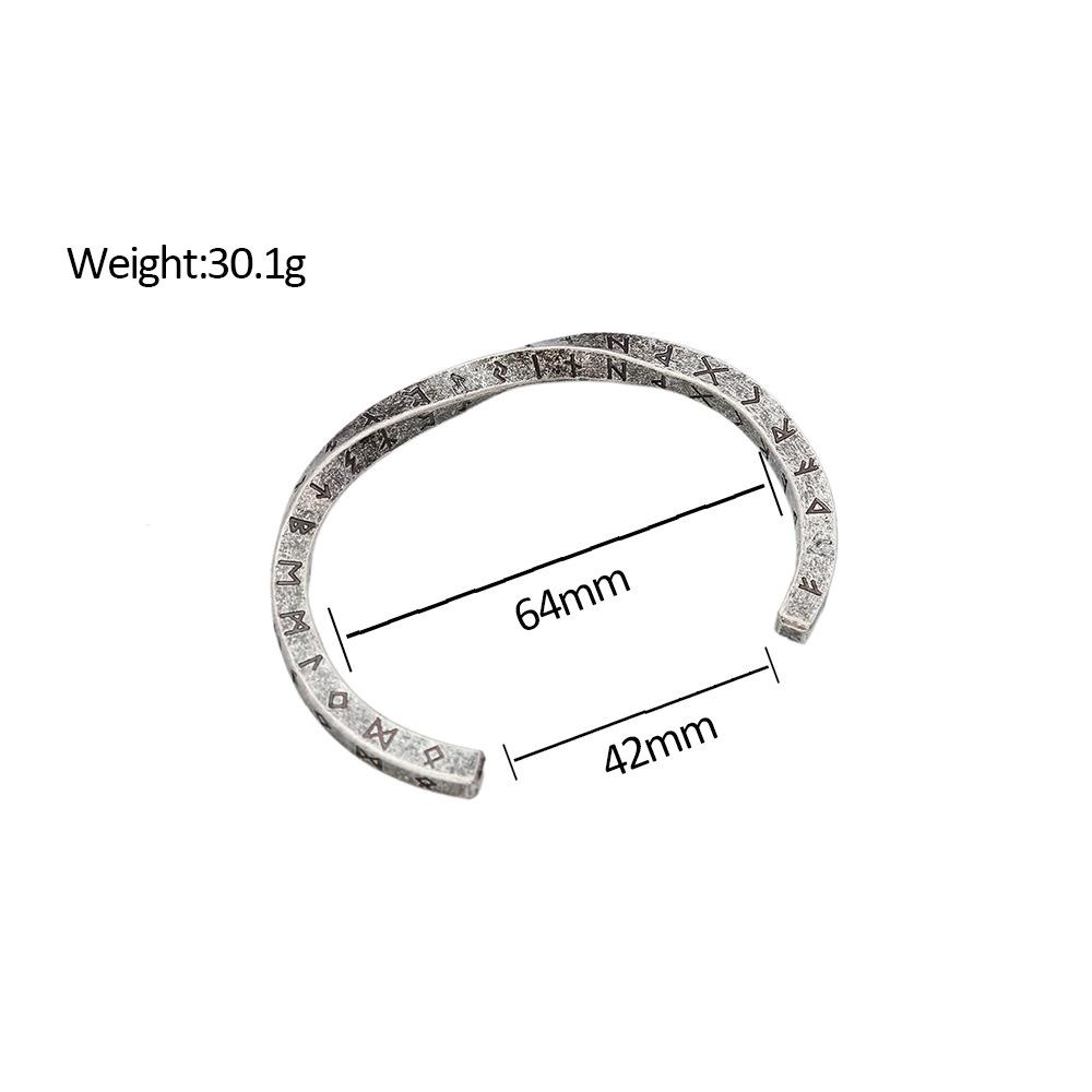 Trendy Simple Nordic Letter Bracelet for Men Women Stainless Steel Adjustable Viking Rune Mobius Twist Cuff Bangles Jewelry Gift