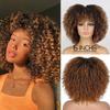 Short Hair Afro Kinky Curly Wig with Bangs for Women Synthetic Fiber Gradient Hair Ombre Cosplay Wigs