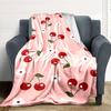 1pc Cherries Blossoms Lightweight Flannel Blanket, Comfortable and Warm Blanket, for Office and Camping Sofa Bed, Livingroom097