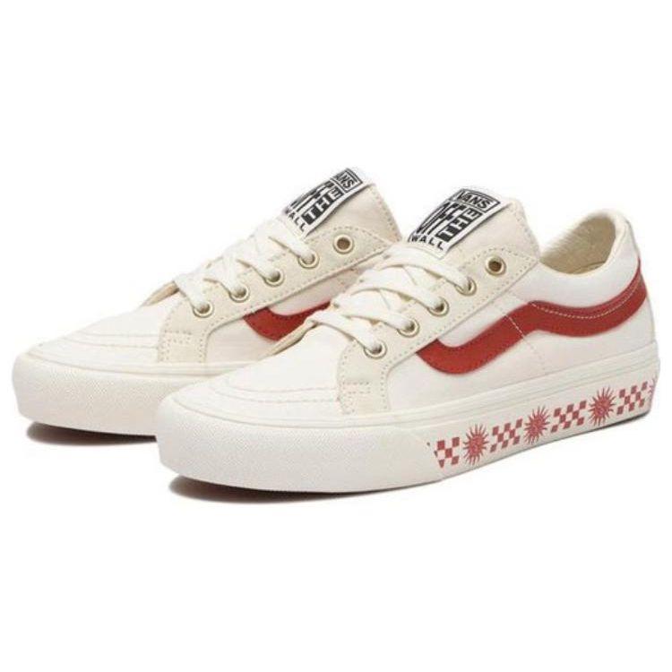 Vans Sk8 Low Модный принт Повседневная спортивная обувь Низкий верх Обувь для скейтборда Унисекс Кроссовки Красный Белый VN0A4UWIB80
