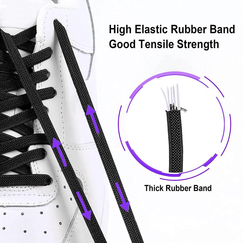 Эластичные шнурки для обуви без завязок с замком, без завязок, один размер подходит для всех детей и взрослых, спортивные плоские шнурки