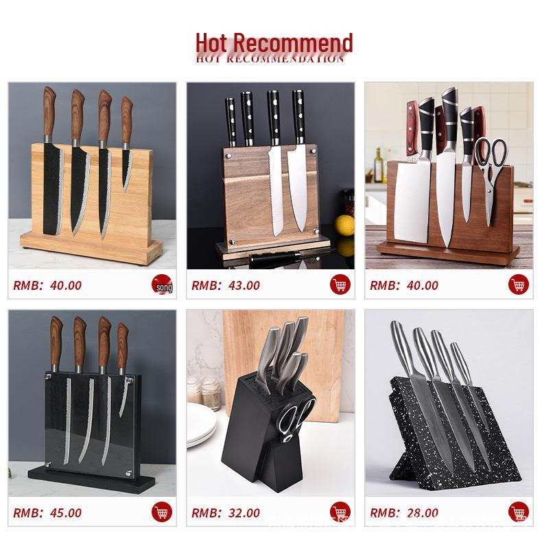Деревянная подставка для кухонных ножей с черной вставкой - Многофункциональная стойка для хранения столовых приборов