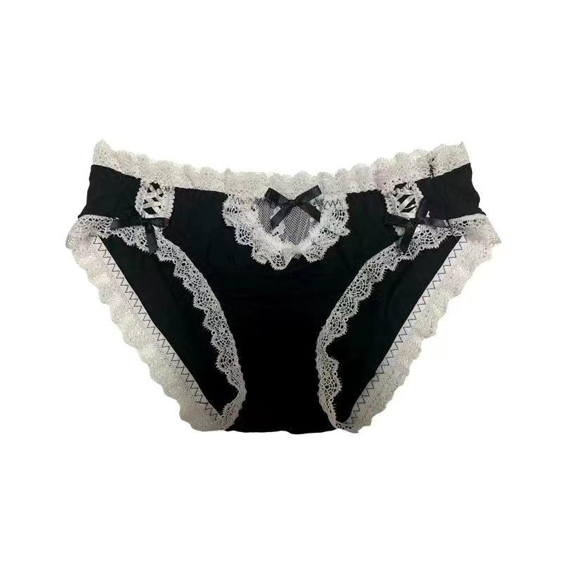 Vintage Women Lace Panties Sexy Summer Thin Cotton Antibacterial Cotton Breathable Low Waist Underpants Korean Girls Loli Briefs