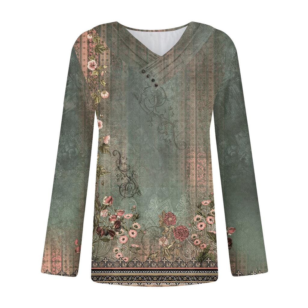 Women's Shirts Dressy Casual Sexy Fashion Pleated V Neck T-Shirts Button-down Fashion Clothing Tunics T-Shirts Pullovers