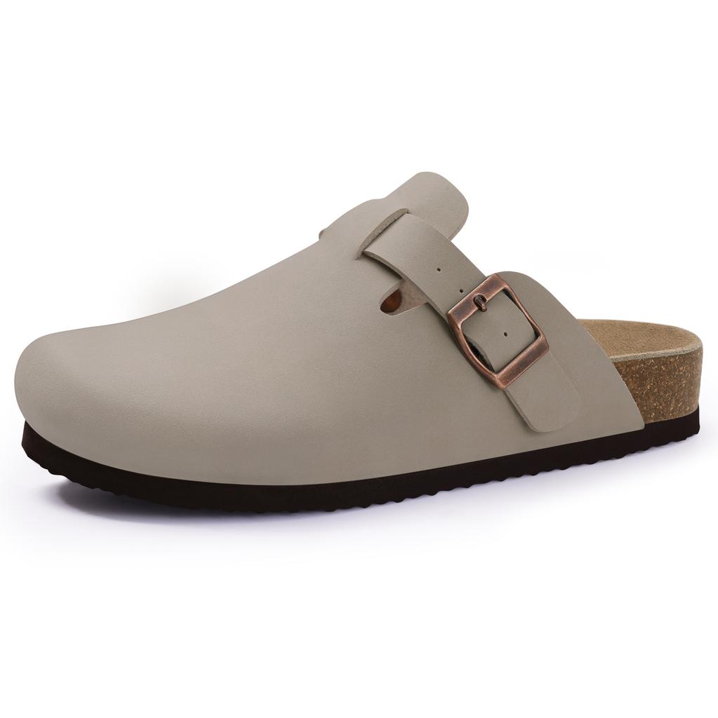 Модные кожаные мюли с улыбкой для женщин и мужчин, сабо, тапочки, мягкая пробковая стелька, замшевые сабо, удобная обувь-картошка с поддержкой свода стопы, домашняя обувь