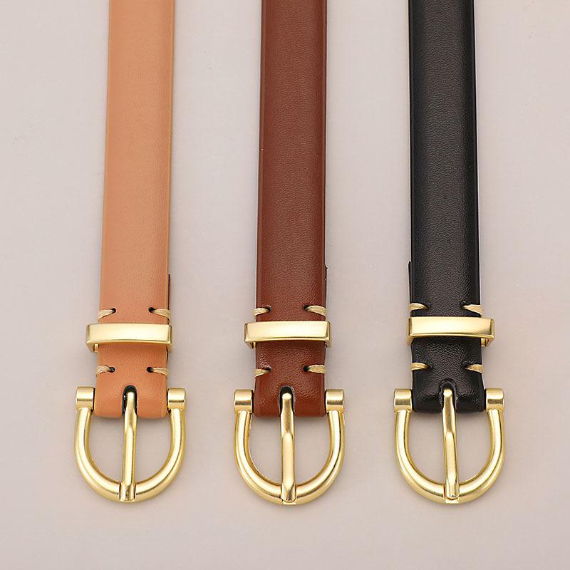 Женский ремень с пряжкой, женский простой джинсовый костюм из чистой коровьей кожи, брюки-кюлоты для женщин