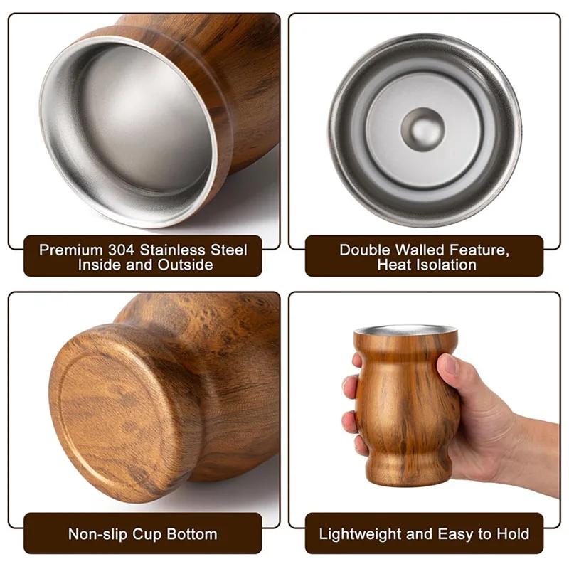Yerba Mate Gourd Cup 304 Stainless Steel 8oz Mate Cup Double Wall 8oz Argentine Yerba Mate Gourd Cups for Hot and Cold Drinks