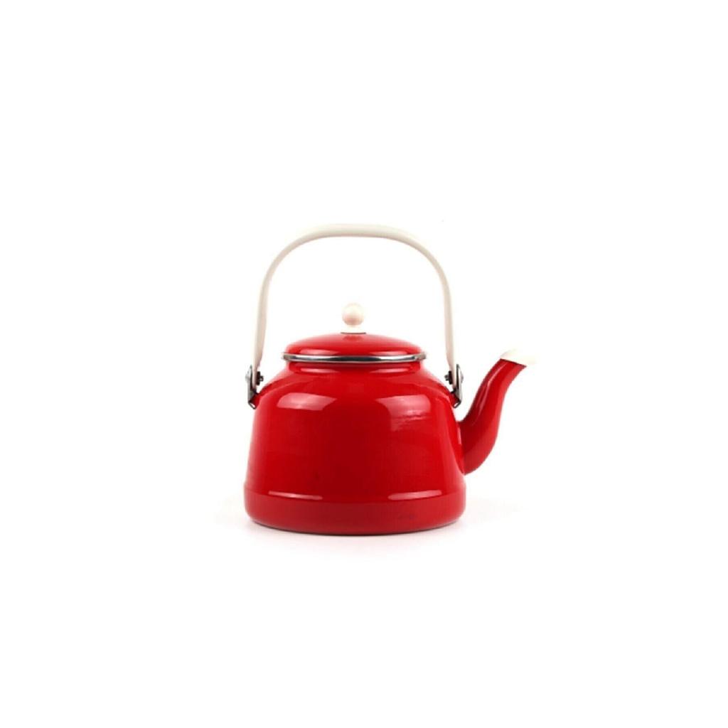 Эмалированный чайник для кофе с травами, чая, 3,5 литра, с верхней ручкой, красный, винтажный