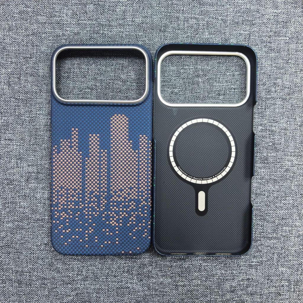 Магнитный чехол Kevlar для iPhone 17 Pro Max - Ударопрочная крышка из углеродного волокна