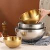 15-25cm Korean 304 Stainless Steel Salad Bowl Ice Cream Soup Noodle Round Golden Silver Bowl Kitchen Tableware Food Container