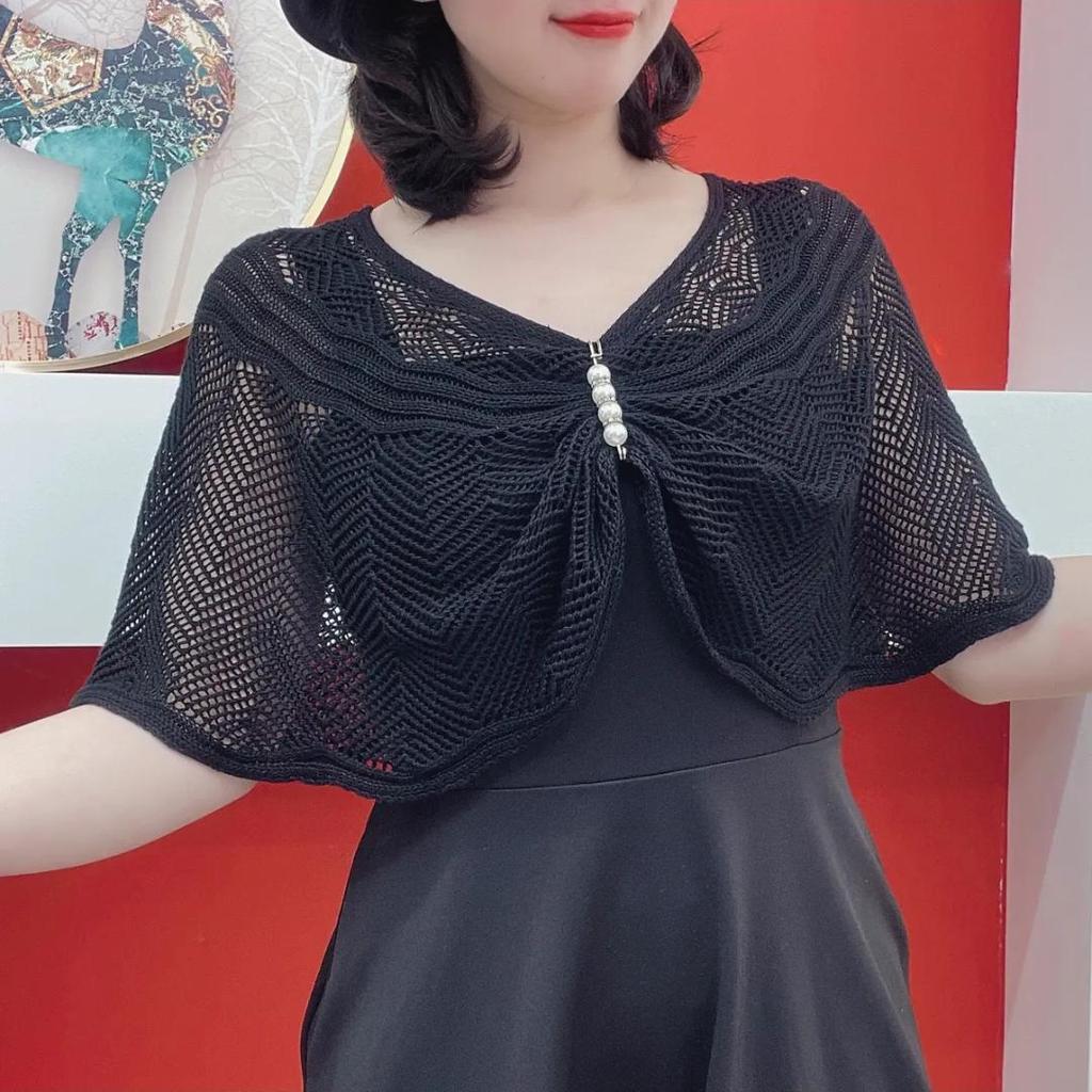 Женская летняя вязаная шаль от солнца - Легкая, стройнящая, верхняя одежда для защиты шеи