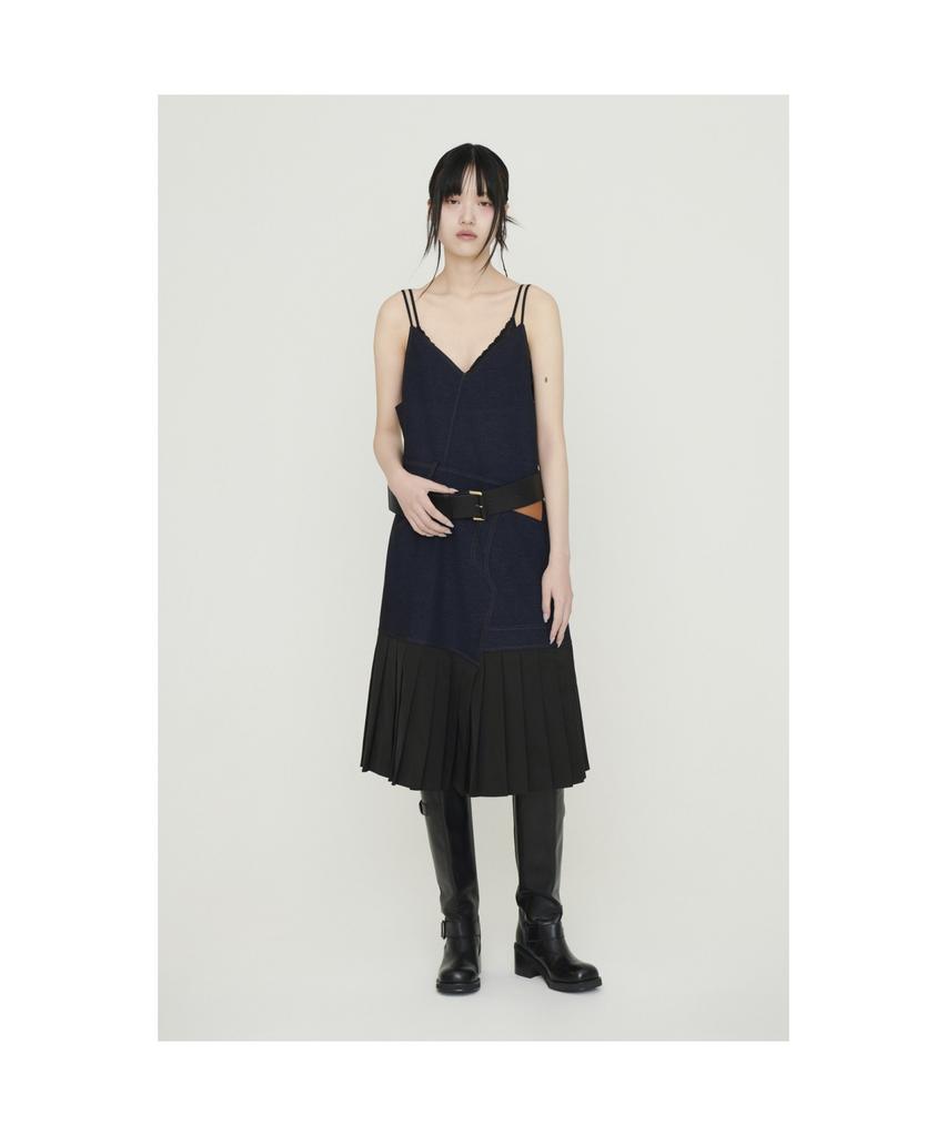 LUCKY CHOUETTE Pleats Colored Denim-Like Dress (Dark Navy) Lfdas25250Nyd