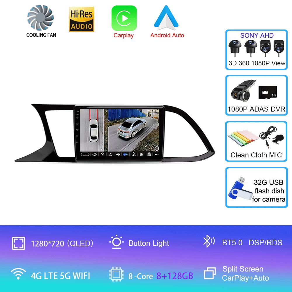 Android 14 Carplay для Seat Leon 3 2012 2013 2014 2015 - 2020 Навигация GPS Мультимедиа Автомобильный Радиоплеер стерео Wi-Fi+4G Auto BT