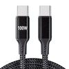 Зарядный кабель USB C PD100W Тип C на Тип C 1 м Быстрая зарядка Плетеный нейлон Для мобильных устройств