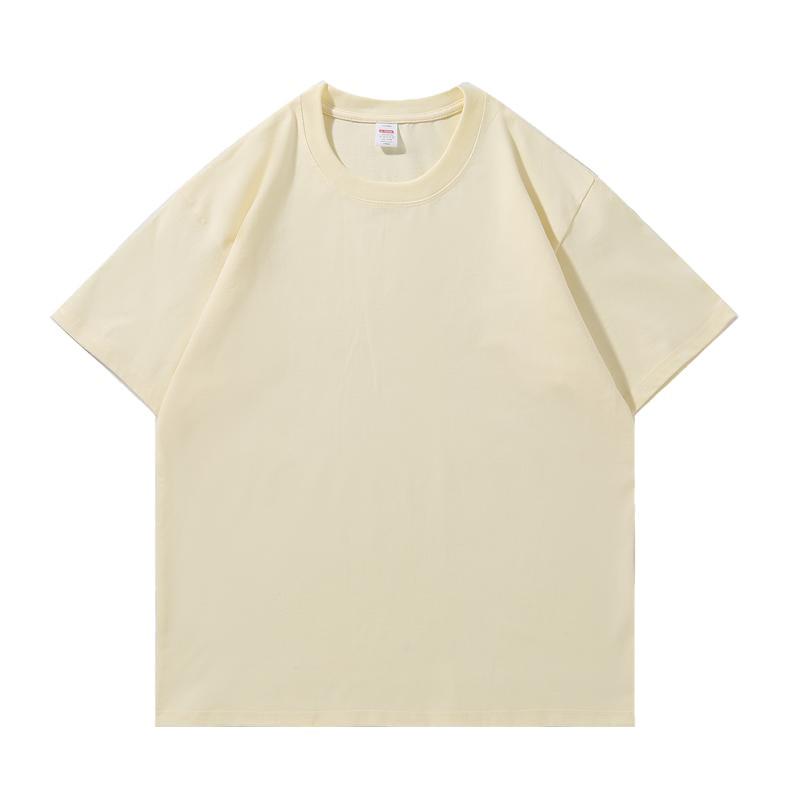 Unisex Heavyweight Pure Cotton Solid Color Short Sleeve Round Neck T-shirt