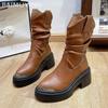 Женские ботильоны на платформе, массивные кожаные туфли, женская обувь класса люкс 2025 года, зимние ботинки челси в стиле готики, панка, мотоцикла, ботинки женские
