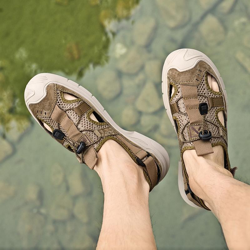 Летние мокасины, дышащие мужские сандалии для отдыха на открытом воздухе, модная обувь на платформе, классические мужские повседневные сандалии на плоской подошве для гор