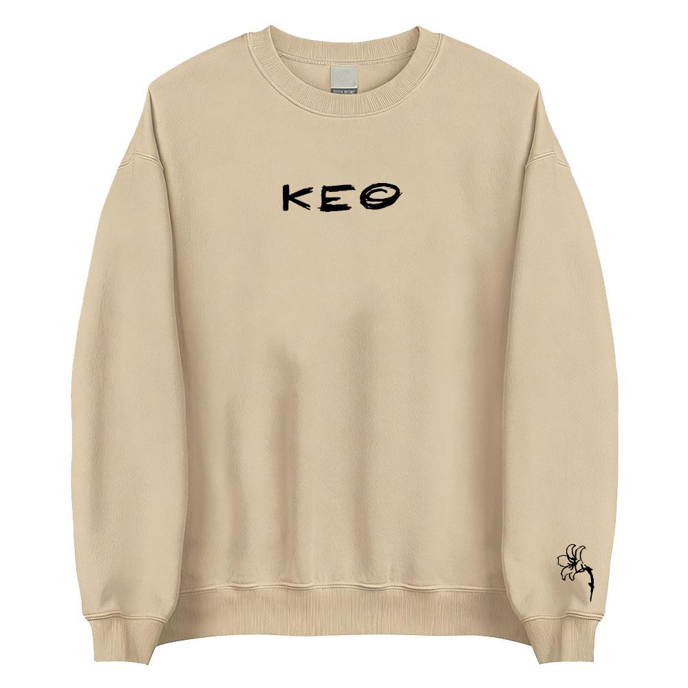 KEO Album Artwork Khaki Crewneck Sweatshirt Put A Smile on For Me Graphic Pullovers Long Sleeve Unisex Streetwear Graphic Tops