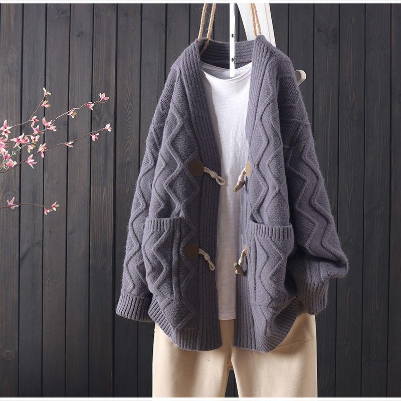 Женский свитер, женские кардиганы, осенний плед с длинным рукавом, повседневный женский карман на пуговицах