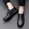 Genuine Leather Shoes Men Business Cow Leather Brand Male Footwear Slip-on Black Brown Wedding Party Dress Shoes