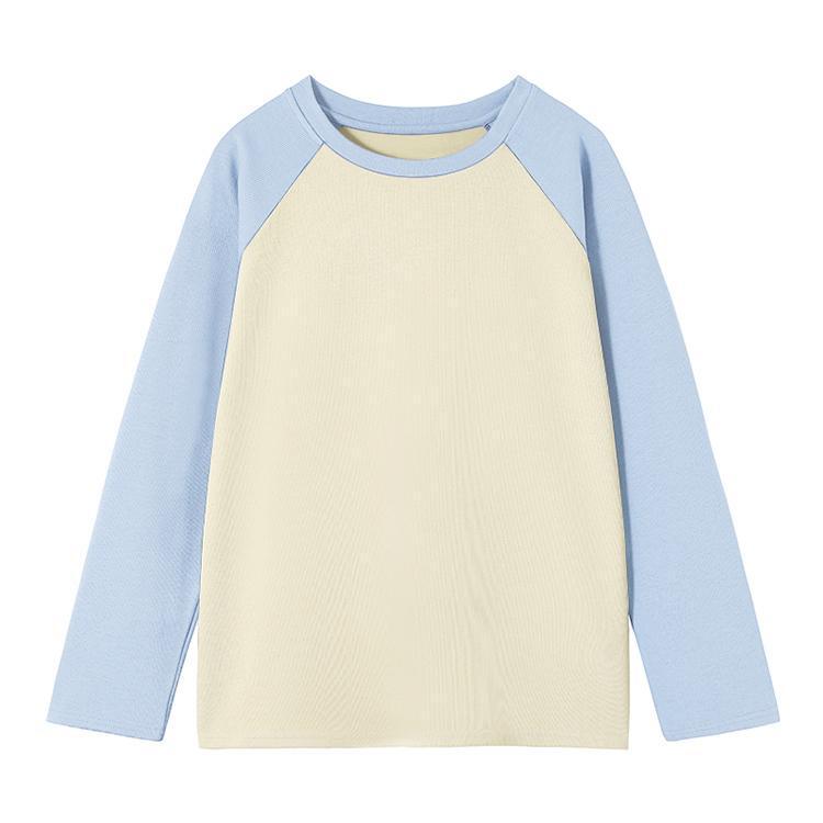 Осень 2025 Лонгслив с рукавом реглан в стиле колор-блок – Свободный лоскутный базовый слой для осени/зимы.