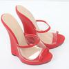 18CM High Wedges Sandals,Peep Toe Women's High Heels Summer Shoes,Man Cosplay Platform Slippers,PVC vamp,Black,Red,Custom Colors