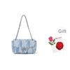 New Lee Fabric One Shoulder Handbag, Crossbody Bag Women's Blue Denim & White LE250133M